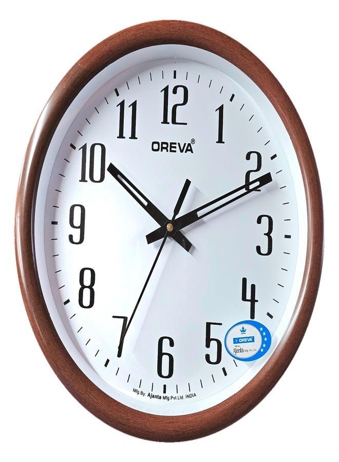 OREVA Plastic Round Shape Simple Wall Clock (28 x 4.3 x 28 cm, D Wood, AQ-6407)